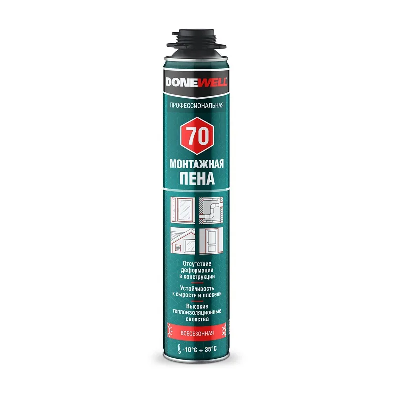 Пена полиуретановая монтажная Donewell 70, всесезонная(1 л)