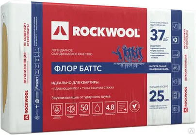 Утеплитель РОКВУЛ ФЛОР БАТТС 25×600×1000 мм
