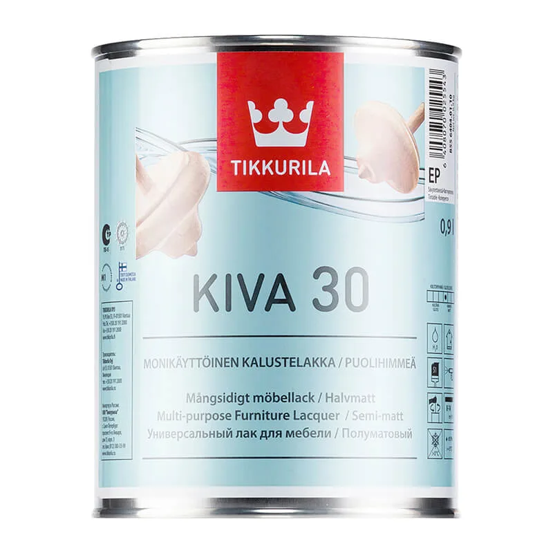 Лак акрилатный Tikkurila/Tikkivala Kiva Decor ЕР полуматовый (0,9 л)