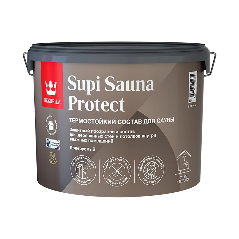 Защитный состав для саун Tikkurila/Tikkivala Supi Sauna Protect полуматовый (9 л)