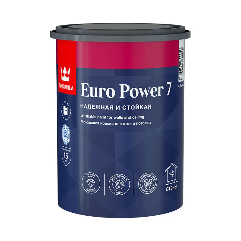 Краска моющаяся Tikkurila/Tikkivala Euro Power 7 основа А матовая (0,9 л)