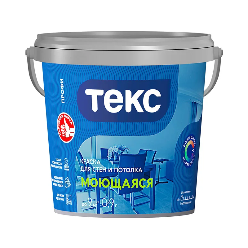 Краска в/д моющаяся Текс Профи основа А (0,9 л)