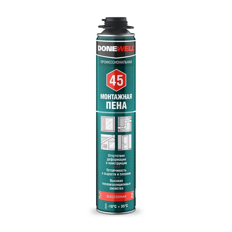 Пена полиуретановая монтажная Donewell 45, всесезонная(1 л)