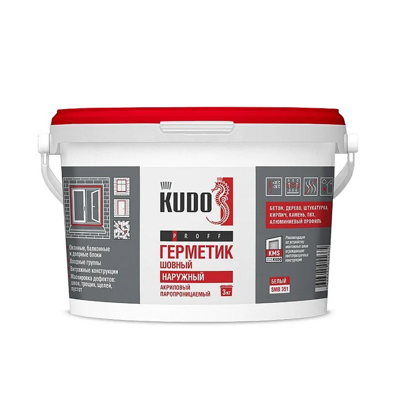 Герметик Kudo SMB 351 акриловый пароизоляционный шовный наружный белый (3 кг)