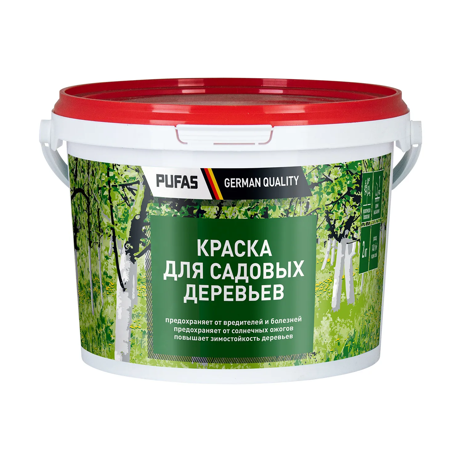 Краска для садовых деревьев Pufas, морозостойкая (2 кг)