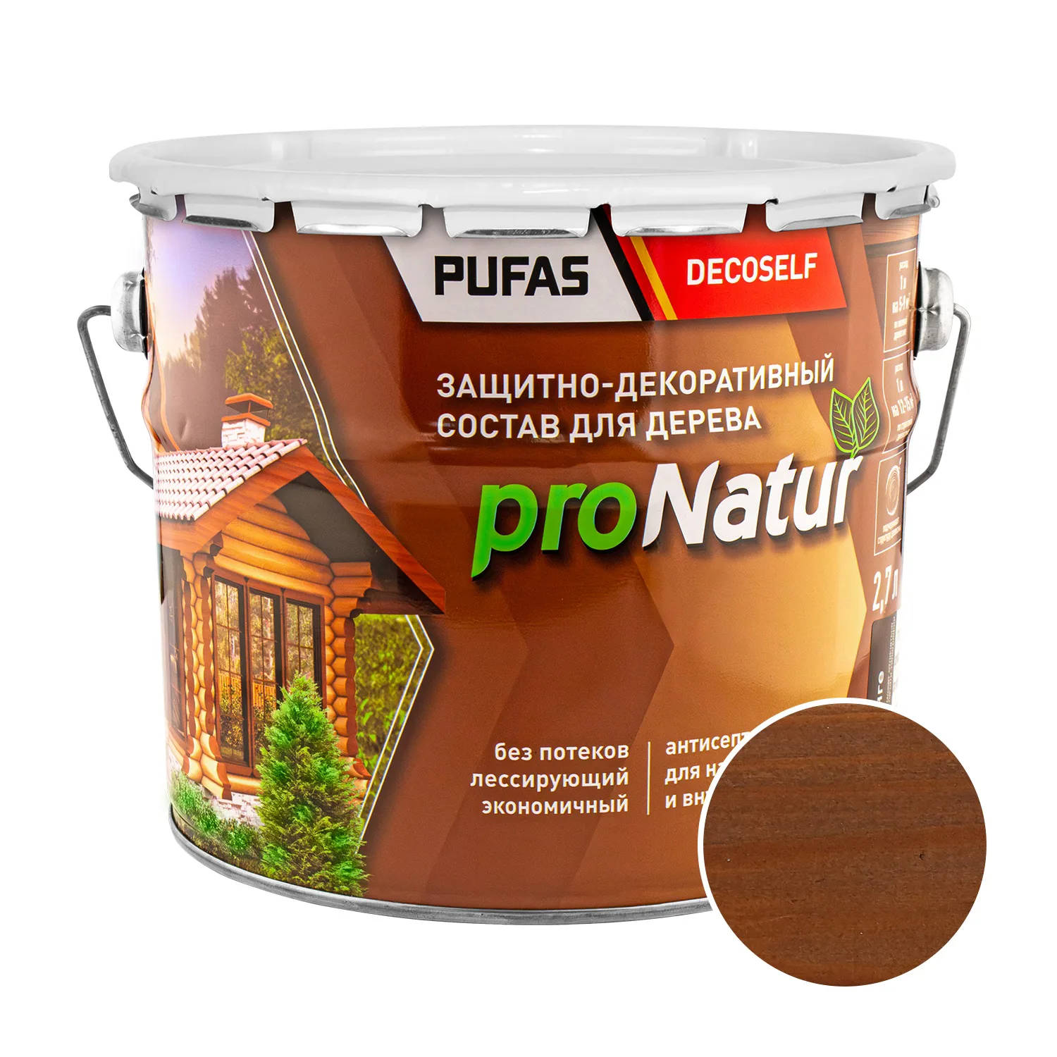 Антисептик лессирующий для дерева Pufas ProNatur орех (2,7 л)