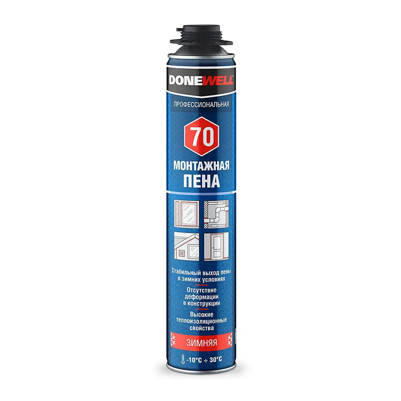 Пена полиуретановая монтажная Donewell 70, зимняя (1 л)