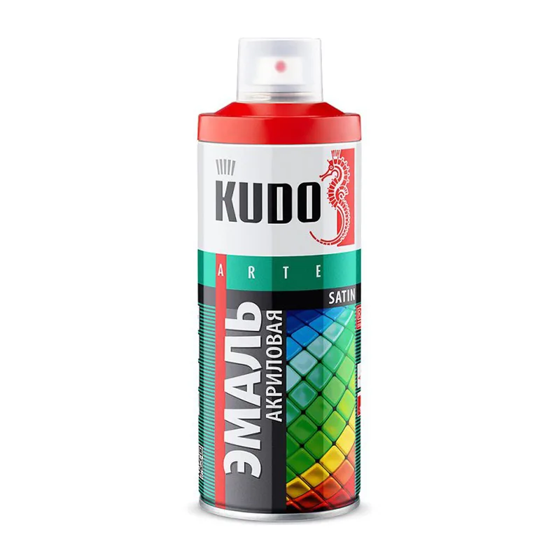 Эмаль аэрозольная Kudo KU-0A3020 satin RAL 3020 алая (0,52 л)
