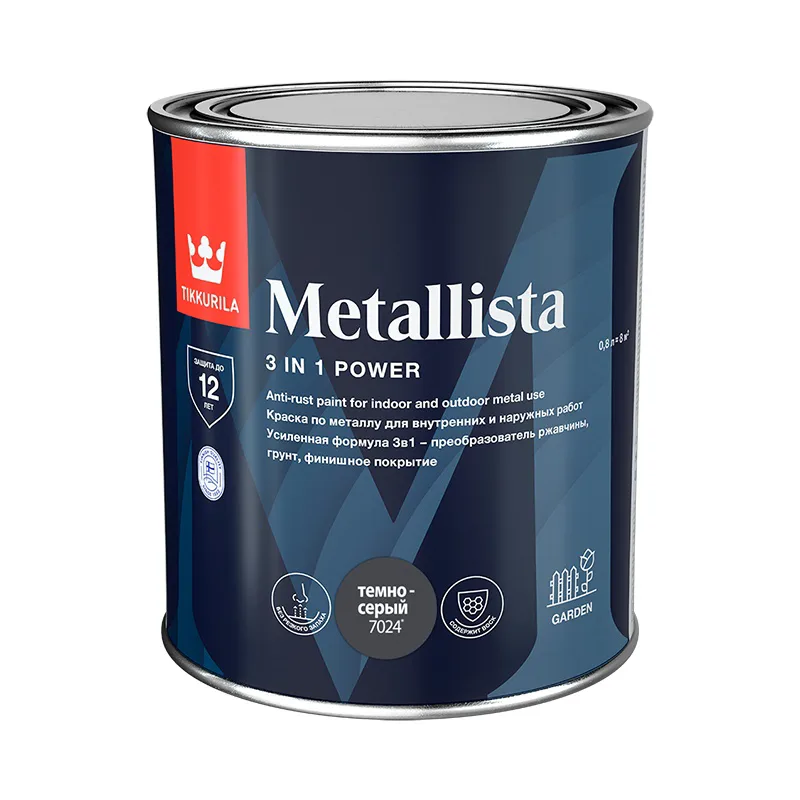 Краска по ржавчине Tikkurila/Tikkivala Metallista темно-серая (0,8 л)